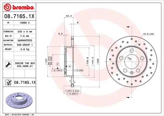 Brembo 08.7165.1X - Jarrulevy inparts.fi