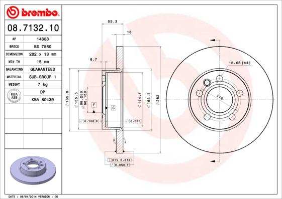 Brembo 08.7132.10 - Jarrulevy inparts.fi