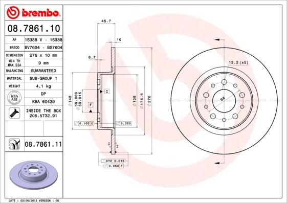 Brembo 08.7861.10 - Jarrulevy inparts.fi