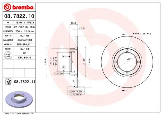 Brembo 08.7822.10 - Jarrulevy inparts.fi