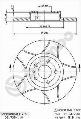 Brembo 08.7354.75 - Jarrulevy inparts.fi