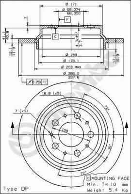 Brembo 08.7765.75 - Jarrulevy inparts.fi