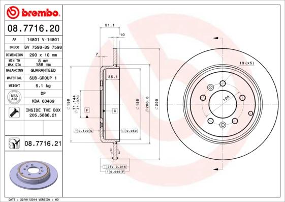 Brembo 08.7716.20 - Jarrulevy inparts.fi