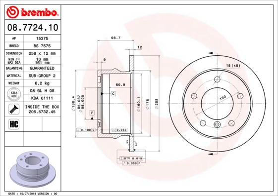 Brembo 08.7724.10 - Jarrulevy inparts.fi