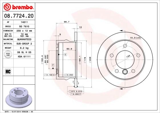 Brembo 08.7724.20 - Jarrulevy inparts.fi