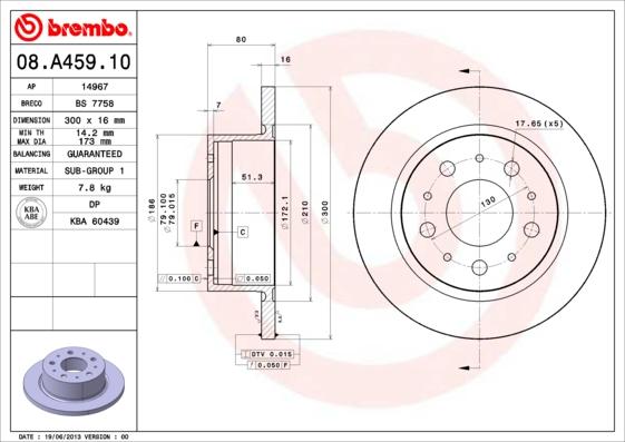 Brembo 08.A459.10 - Jarrulevy inparts.fi