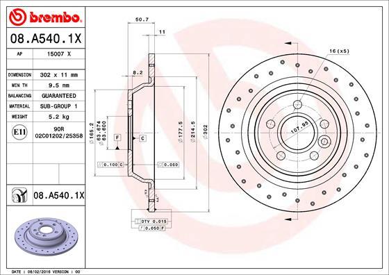 Brembo 08.A540.1X - Jarrulevy inparts.fi