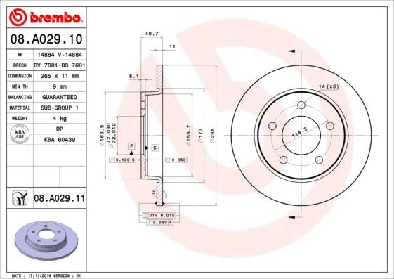 Brembo 08.A029.10 - Jarrulevy inparts.fi