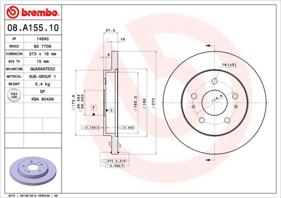 Brembo 08.A155.10 - Jarrulevy inparts.fi