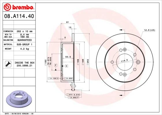 Brembo 08.A114.40 - Jarrulevy inparts.fi