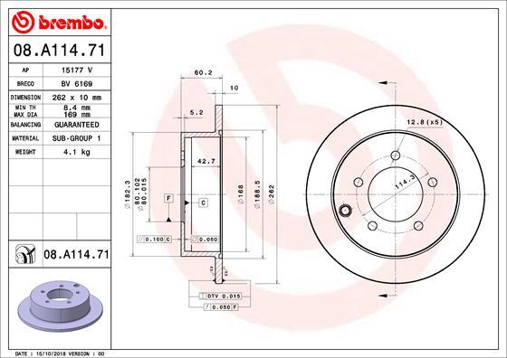 Brembo 08.A114.71 - Jarrulevy inparts.fi