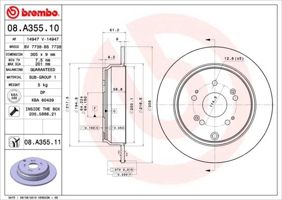 Brembo 08.A355.11 - Jarrulevy inparts.fi