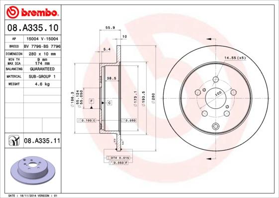 Brembo 08.A335.10 - Jarrulevy inparts.fi