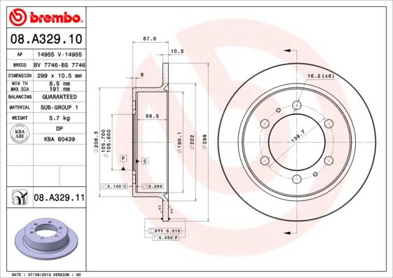 Brembo 08.A329.11 - Jarrulevy inparts.fi