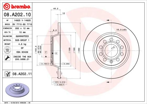 Brembo 08.A202.11 - Jarrulevy inparts.fi