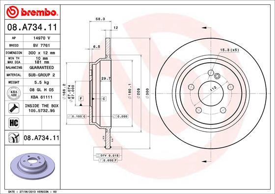 Brembo 08.A734.11 - Jarrulevy inparts.fi