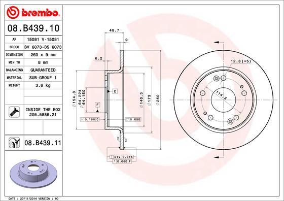 Brembo 08.B439.11 - Jarrulevy inparts.fi