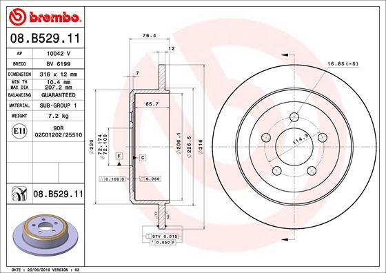 Brembo 08.B529.11 - Jarrulevy inparts.fi