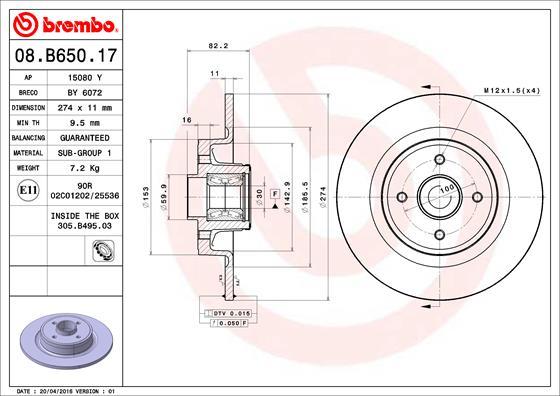 Brembo 08.B650.17 - Jarrulevy inparts.fi