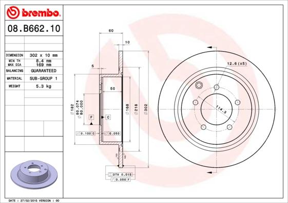 Brembo 08.B662.11 - Jarrulevy inparts.fi