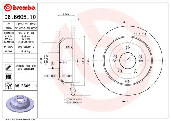 Brembo 08.B605.10 - Jarrulevy inparts.fi