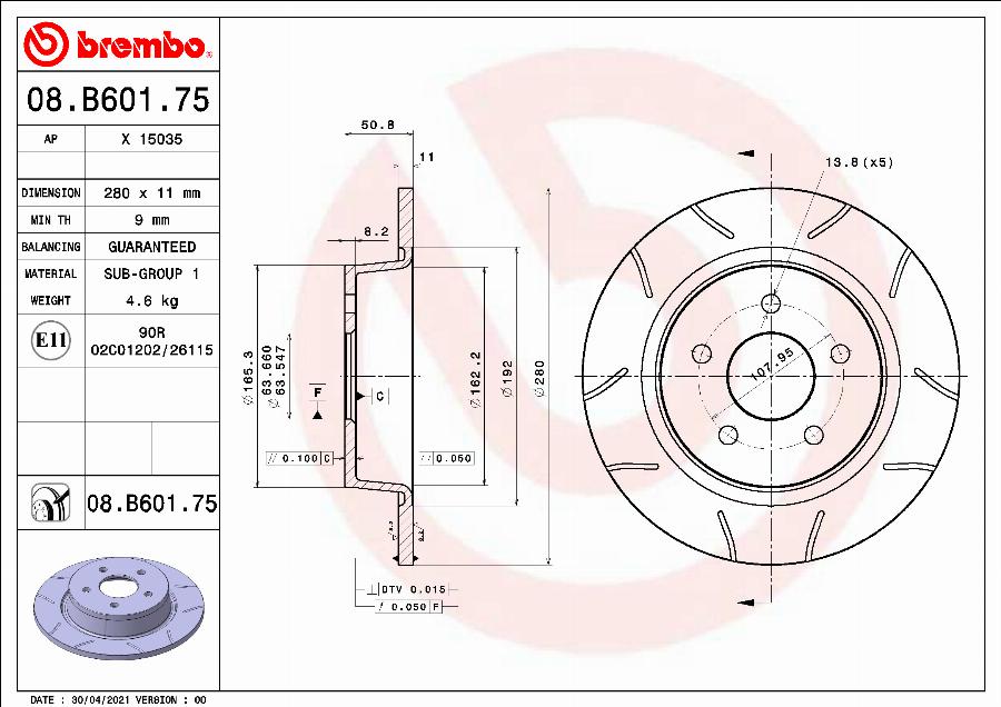 Brembo 08.B601.75 - Jarrulevy inparts.fi