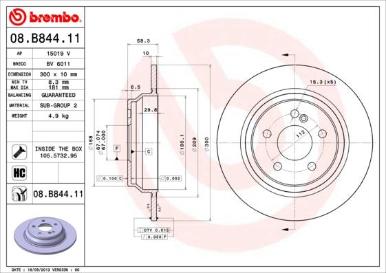 Brembo 08.B844.11 - Jarrulevy inparts.fi