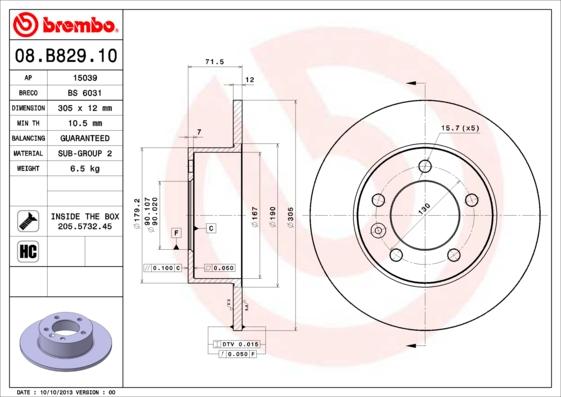 Brembo 08.B829.10 - Jarrulevy inparts.fi