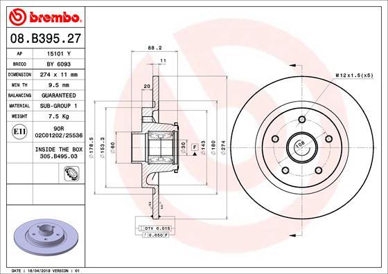 Brembo 08.B395.27 - Jarrulevy inparts.fi