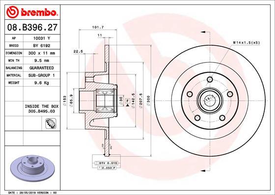 Brembo 08.B396.27 - Jarrulevy inparts.fi