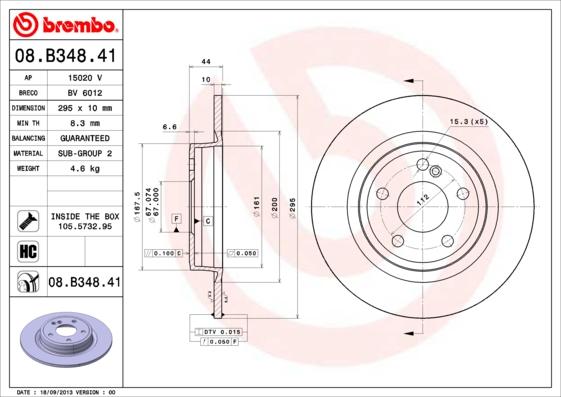 Brembo 08.B348.41 - Jarrulevy inparts.fi