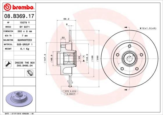 Brembo 08.B369.17 - Jarrulevy inparts.fi