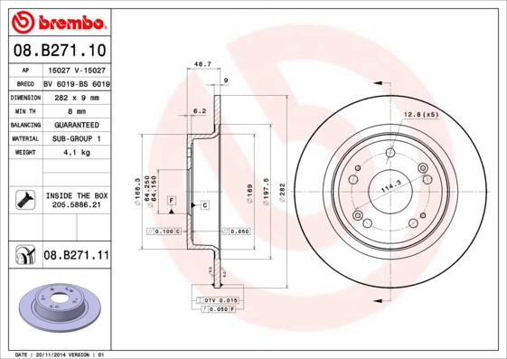 Brembo 08.B271.10 - Jarrulevy inparts.fi