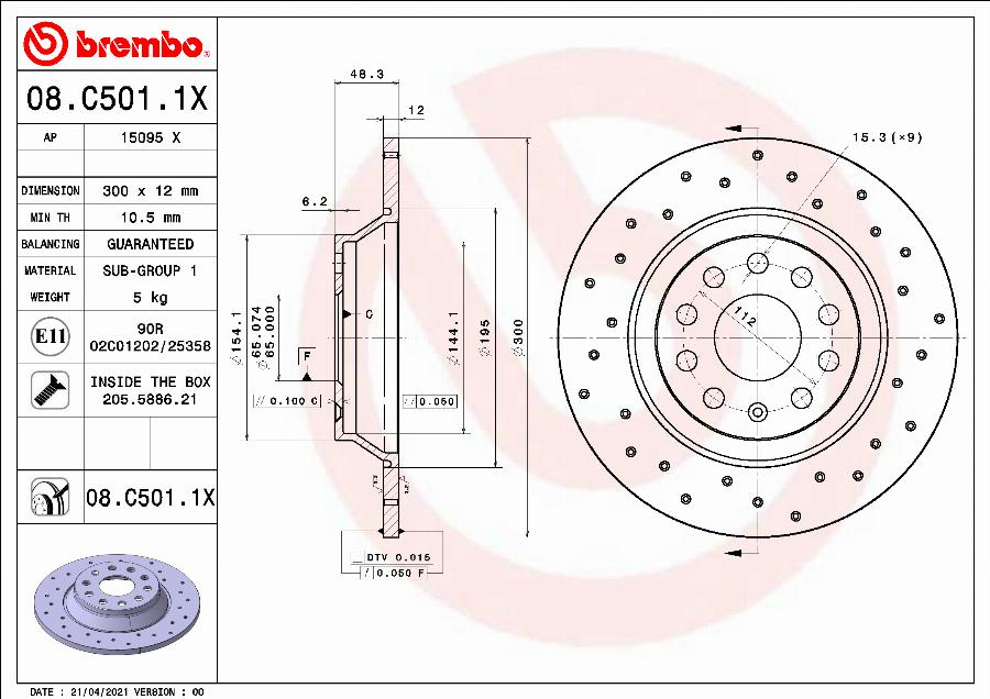 Brembo 08.C501.1X - Jarrulevy inparts.fi