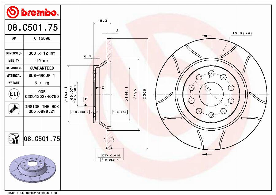 Brembo 08.C501.75 - Jarrulevy inparts.fi