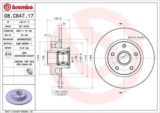 Brembo 08.C647.17 - Jarrulevy inparts.fi