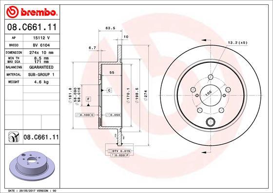 Brembo 08.C661.11 - Jarrulevy inparts.fi