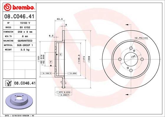 Brembo 08.C046.41 - Jarrulevy inparts.fi