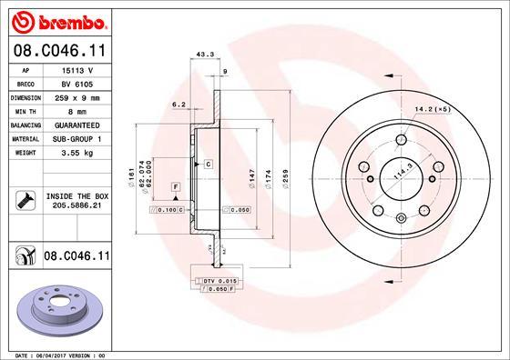 Brembo 08.C046.11 - Jarrulevy inparts.fi