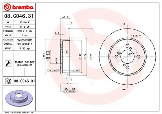 Brembo 08.C046.31 - Jarrulevy inparts.fi