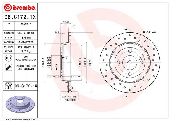 Brembo 08.C172.1X - Jarrulevy inparts.fi