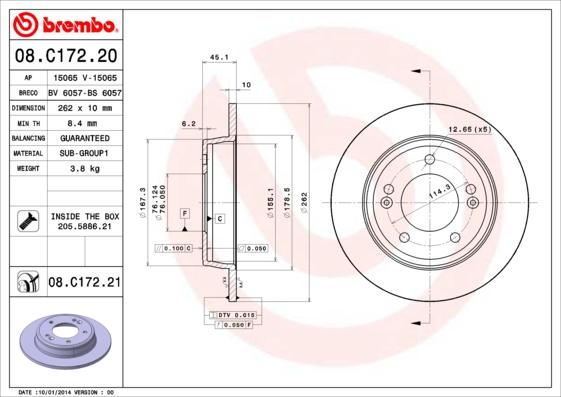 Brembo 08.C172.21 - Jarrulevy inparts.fi