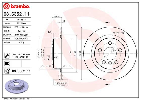 Brembo 08.C352.11 - Jarrulevy inparts.fi