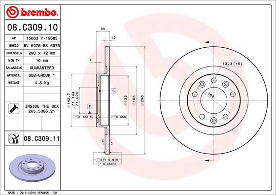 Brembo 08.C309.10 - Jarrulevy inparts.fi