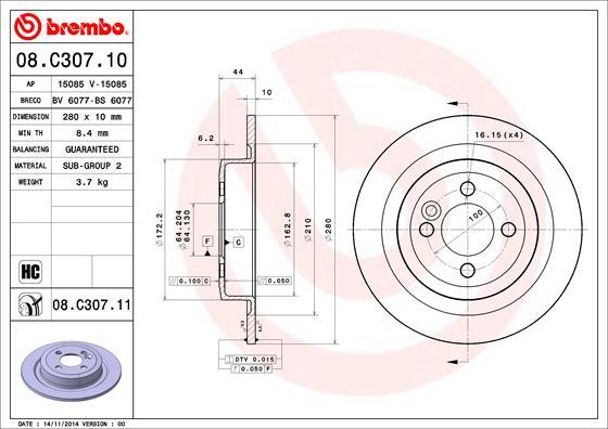 Brembo 08.C307.11 - Jarrulevy inparts.fi