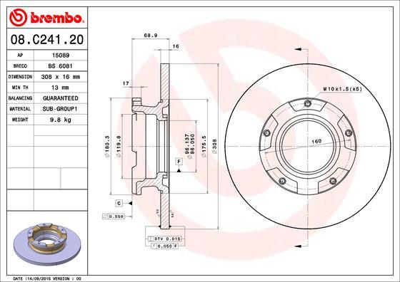 Brembo 08.C241.20 - Jarrulevy inparts.fi