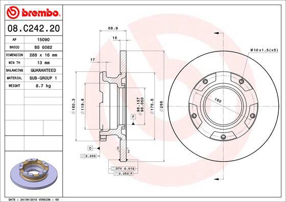 Brembo 08.C242.20 - Jarrulevy inparts.fi