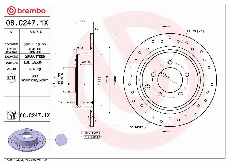 Brembo 08.C247.1X - Jarrulevy inparts.fi