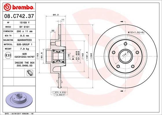 Brembo 08.C742.37 - Jarrulevy inparts.fi