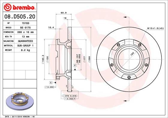 Brembo 08.D505.20 - Jarrulevy inparts.fi